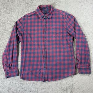 J Crew Flannel Shirt Mens XL Red‎ Blue Tartan Plaid Long Sleeve Button-Up Cotton